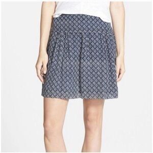 Madewell 100% Silk Nico Mini Skirt Women's Size‎ 6 Blue Geometric Lined